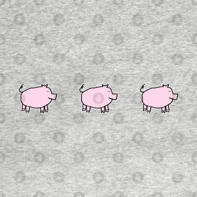 Three Cute Pink Pigs Right by ellenhenryart